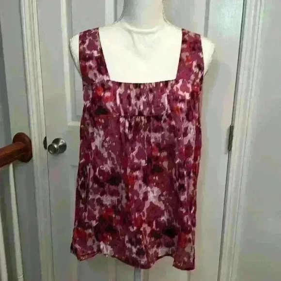 Ann Taylor Loft Sleeveless Tank Purple, Pink & White Women’s Size M 100% Cotton - Picture 2 of 13